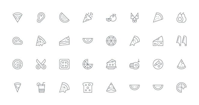 Slice Set with 32 Thin Line Icons Icon Collection Set vector