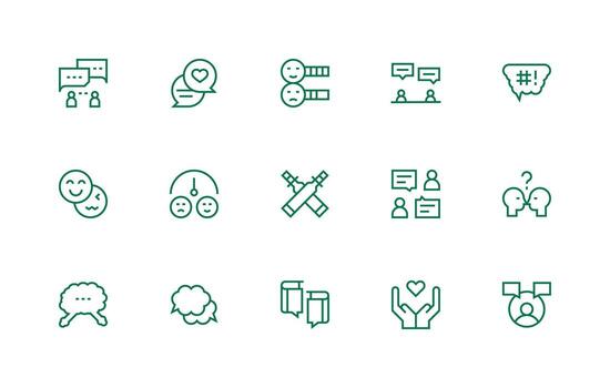 15 Opinion Icons in Regular Line Aesthetic Quick Access Icons for UI Development vector
