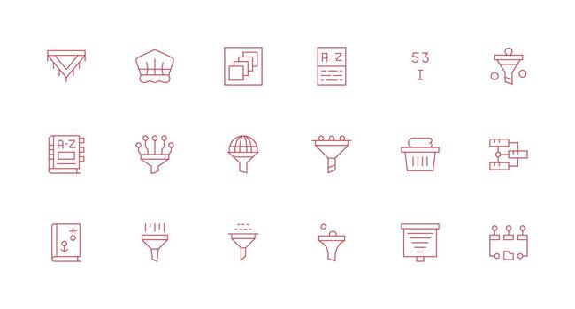 18 íconos para clasificación en mínimo línea formato línea icono colección vector