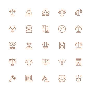 Decision Design Icons featuring 25 in Medium Stroke Outline Style Icon Set for Web vector