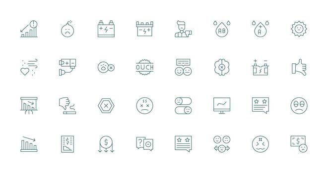 Thin Line Style Negative Icons with 32 Vectors Dashboard Icon Series