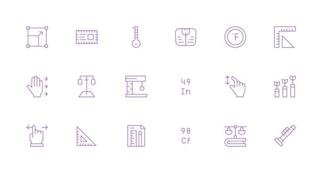 Scale Design Icons featuring 18 in Minimal Line Style Pixel Perfect Icons for Modern Apps vector