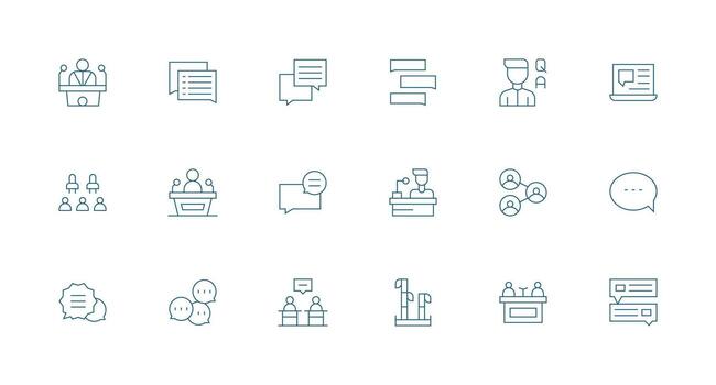 Forum featuring 18 Icons in Minimal Line Design Icon Set for Projects vector