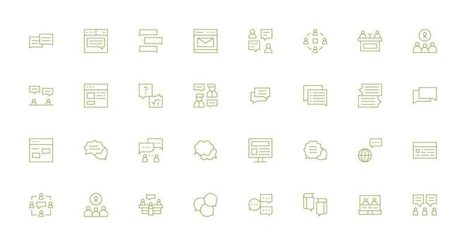 Forum Set with 32 Thin Line Icons Display Icon Pack vector