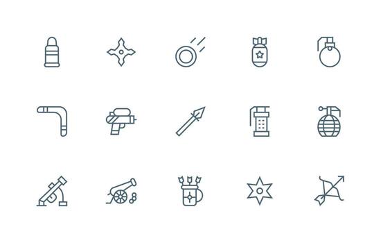 15 regular línea íconos para proyectil gráficos escalable icono paquete vector