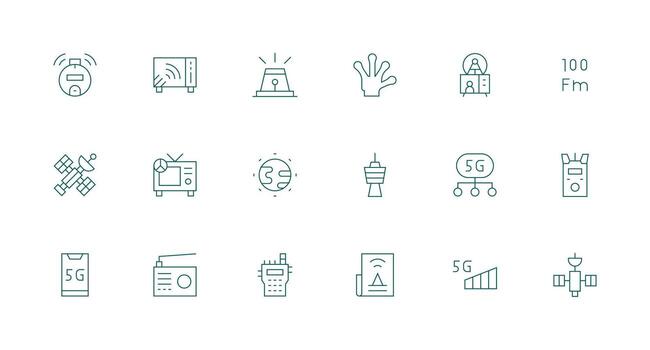 18 mínimo línea diseños para señal íconos rápido acceso íconos para ui desarrollo vector