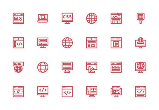 Browser featuring 24 Icons in Thick Line Line Design Multi-Purpose Icon Pack for Templates vector