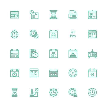 Medium Stroke Outline Style Deadline Icons with 25 Vectors Customizable Icon Series for Mobile Screens