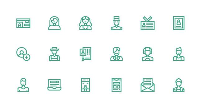 18 íconos para registro en fuerte carrera línea formato flexible icono sistema para web interfaces vector