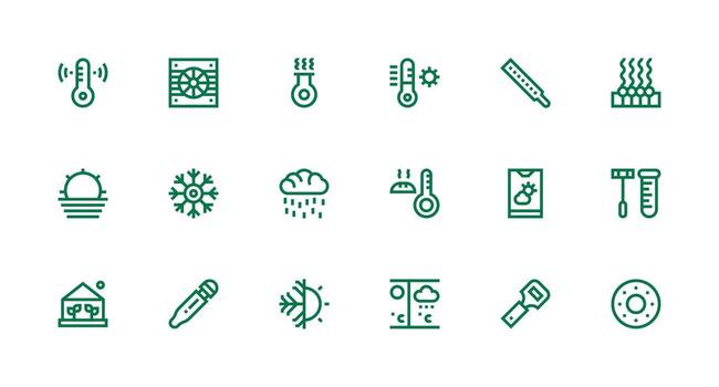 Strong Stroke Line Style Temperature Icons with 18 Vectors User Interface Icons for Digital Products