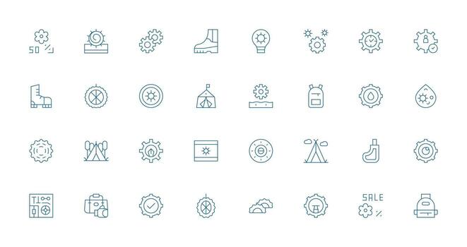 Gear Visual Pack containing 32 Thin Line Icons UI and UX Focused Icon Collection vector