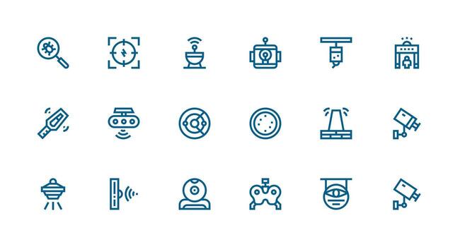 18 detección íconos en fuerte carrera línea estético completar icono conjunto para móvil aplicaciones vector