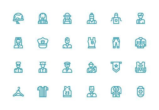 uniforme visual paquete conteniendo 24 grueso línea línea íconos icono conjunto para web vector