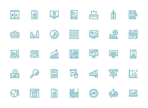 regular limpiar línea íconos desde Estadísticas conjunto con 35 vectores icono conjunto