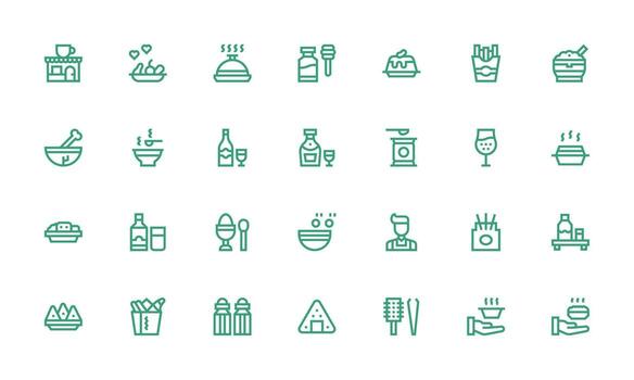 28 Bold Line Style Icons from Serving Collection Essential Icons for Rapid UI Building vector