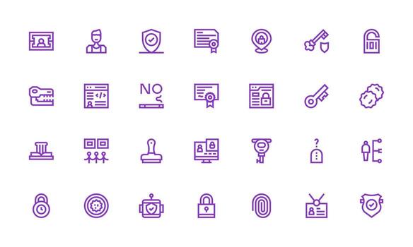 autenticación icono conjunto con 28 negrita línea gráficos ligero icono serie vector