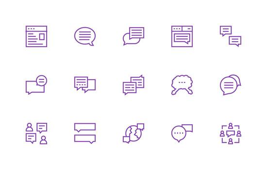 15 regular línea íconos para discusión tablero gráficos claro y conciso icono conjunto colección vector