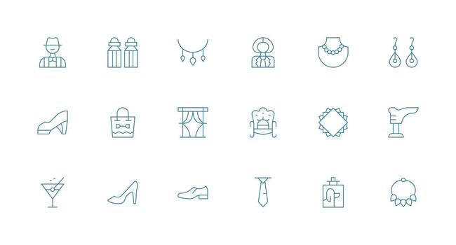 Elegant Design Icons featuring 18 in Minimal Line Style Multi-Purpose Icon Pack for Templates vector