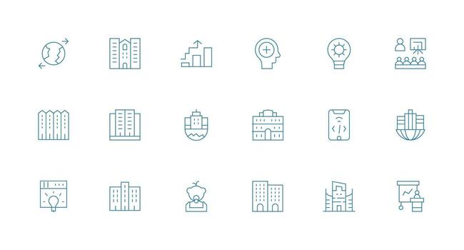 desarrollo presentando 18 íconos en mínimo línea diseño usuario interfaz íconos para digital productos vector