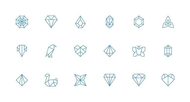 Minimal Line Icons from Faceted Set with 18 Vectors Flat Icon Set