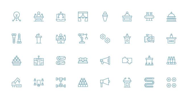 32 Thin Line Icons for Assembly Graphics Neutral Style Icons for Any Project vector