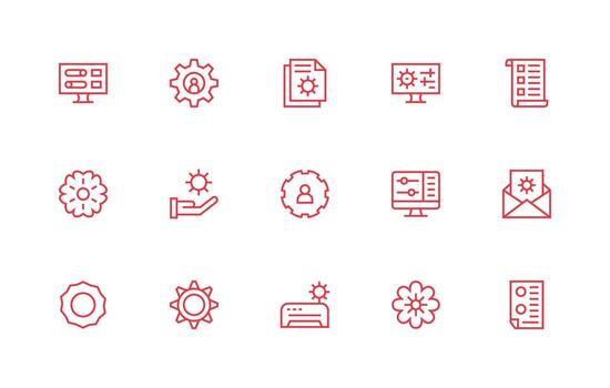Preferences featuring 15 Icons in Regular Line Design Organized Icon Pack for Quick Access vector