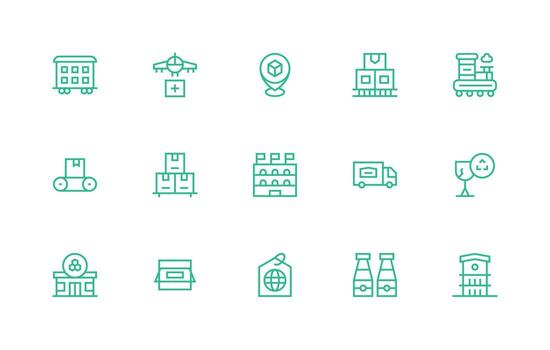 15 Regular Line Icons for Supply Chain Graphics Interface Icon Collection vector