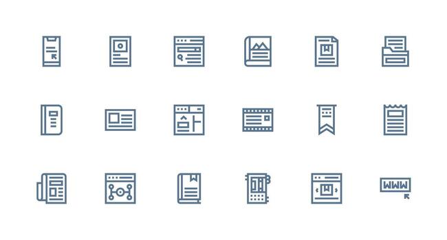 Strong Stroke Line Style Page Icons with 18 Vectors Reusable Icon Set