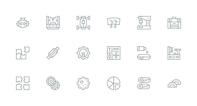 18 Minimal Line Designs for Parts Icons Fully Editable Icon Set for Web vector