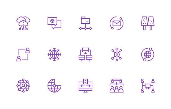 Regular Line Style Sharing Icons with 15 Vectors Customizable Icon Series for Mobile Screens