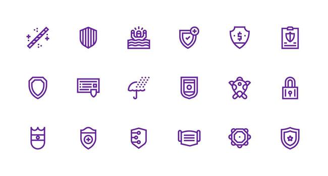 18 Icons for Safeguard in Strong Stroke Line Format Essential Icons for Rapid UI Building vector