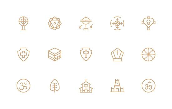 15 regular línea estilo íconos desde sagrado colección esencial íconos para rápido ui edificio vector