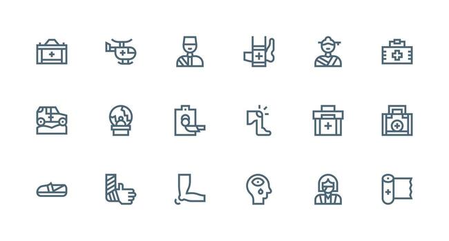 18 Strong Stroke Line Icons for Trauma Graphics Interface Icon Collection vector