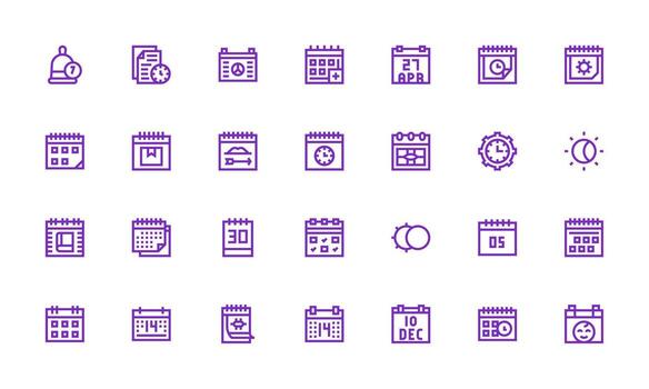 28 Bold Line Style Icons from Calendar Collection Quick Access Icons for UI Development vector