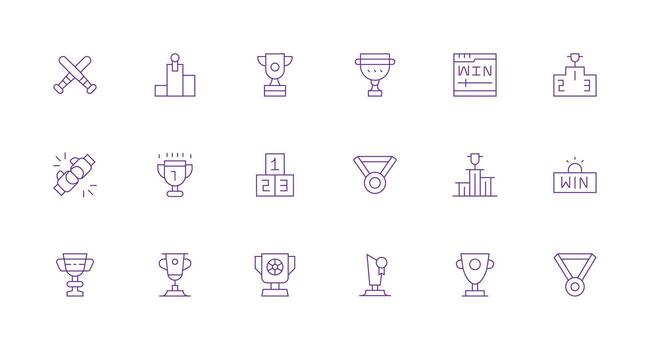 18 mínimo línea estilo íconos desde concurso colección escalable íconos para todas temas vector