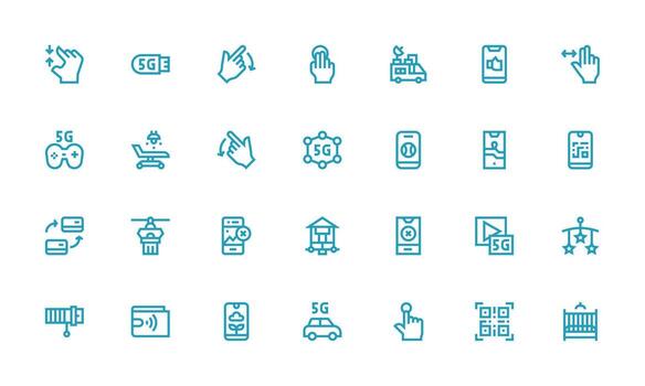 Mobile Icon Collection with 28 Bold Line Designs Balanced Icon Set for Functional Design vector