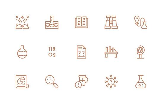 investigación icono conjunto con 15 regular línea gráficos mínimo icono conjunto para interfaz proyectos vector
