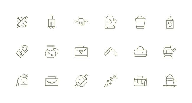 18 Handle Icons in Minimal Line Aesthetic Responsive Icon Set for Flexible Layouts vector