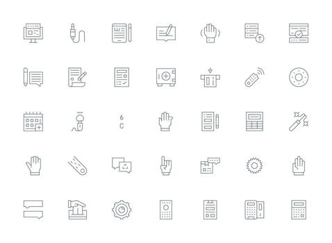 35 ligero línea íconos para entrada gráficos moderno línea y glifo icono serie vector