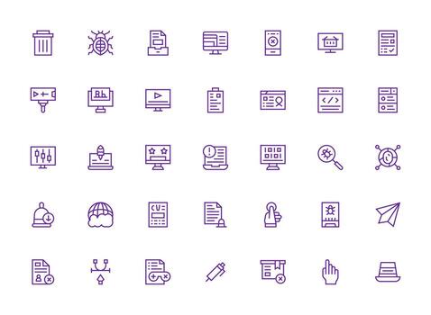 solicitud icono conjunto con 35 regular limpiar línea gráficos lleno icono biblioteca para ui diseñadores vector