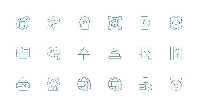 Minimal Line Icons from Problem Set with 18 Vectors Line Icon Collection
