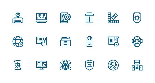 Software including 18 Strong Stroke Line Illustrations Icon Set for Web vector