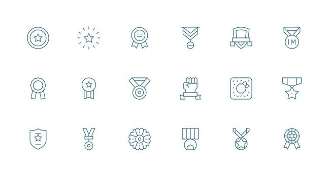 Distinction Icon Set with 18 Minimal Line Graphics Digital Icon Collection vector