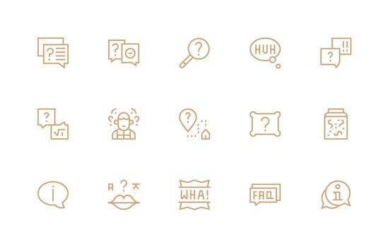 Question Mark Set with 15 Regular Line Icons High-Quality Icon Pack vector