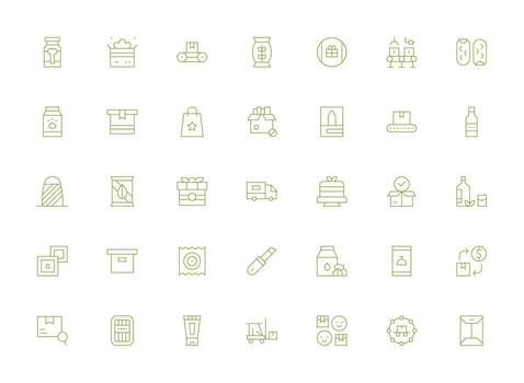 Package Icon Set with 35 Light Line Graphics Interface Icon Collection for Daily Projects vector
