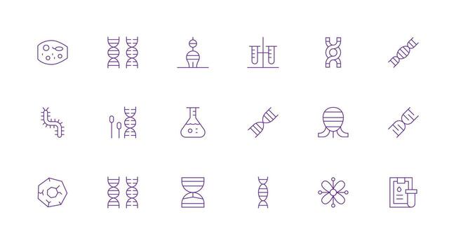 18 Icons for Biochemistry in Minimal Line Format Line Icon Collection vector