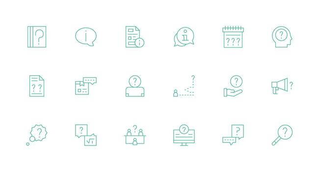 aclaración diseño íconos presentando 18 en mínimo línea estilo icono conjunto vector