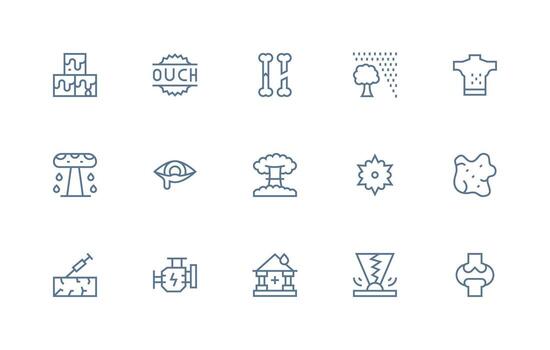Regular Line Icons from Damage Set with 15 Vectors Icon Pack for Various Themes