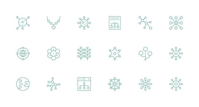 Enlaces icono conjunto con 18 mínimo línea gráficos esencial íconos para rápido ui edificio vector