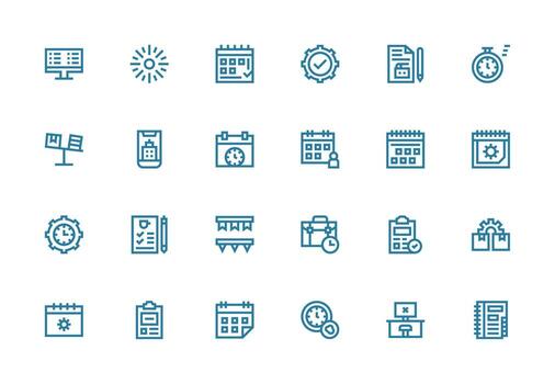Task Design Icons featuring 24 in Thick Line Line Style Core Icon Collection for Daily Tasks vector